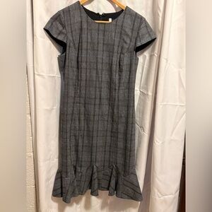 Banana Republic Charcoal Plaid Midi Dress